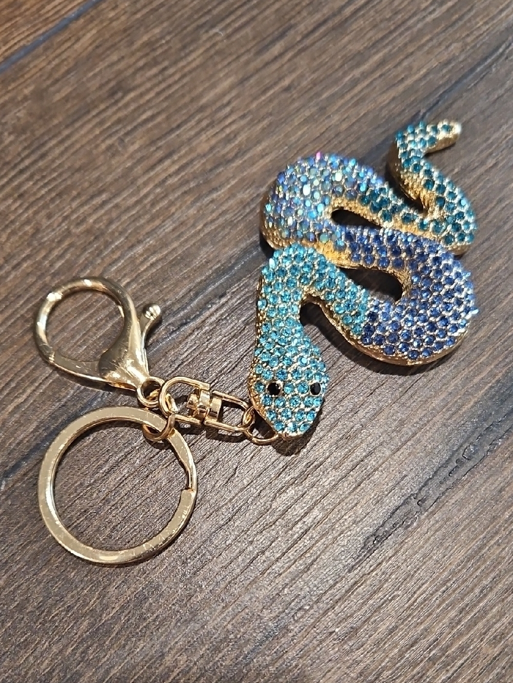NEW Blue Crystal Snake Bag Charm Key Chain Pendant